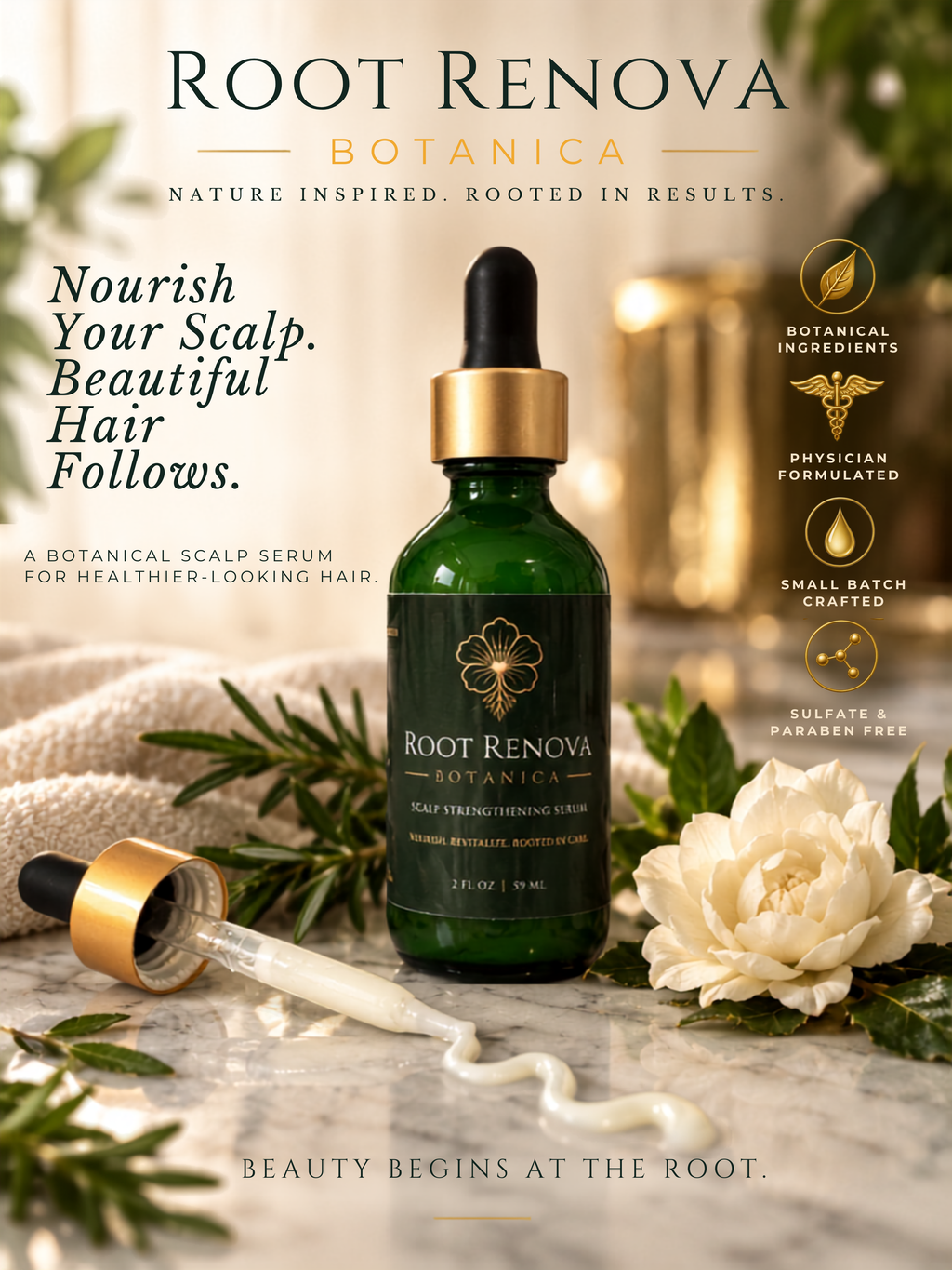 Root Renova Botanica Scalp Strengthening Serum – Physician-Formulated Botanical Scalp Treatment